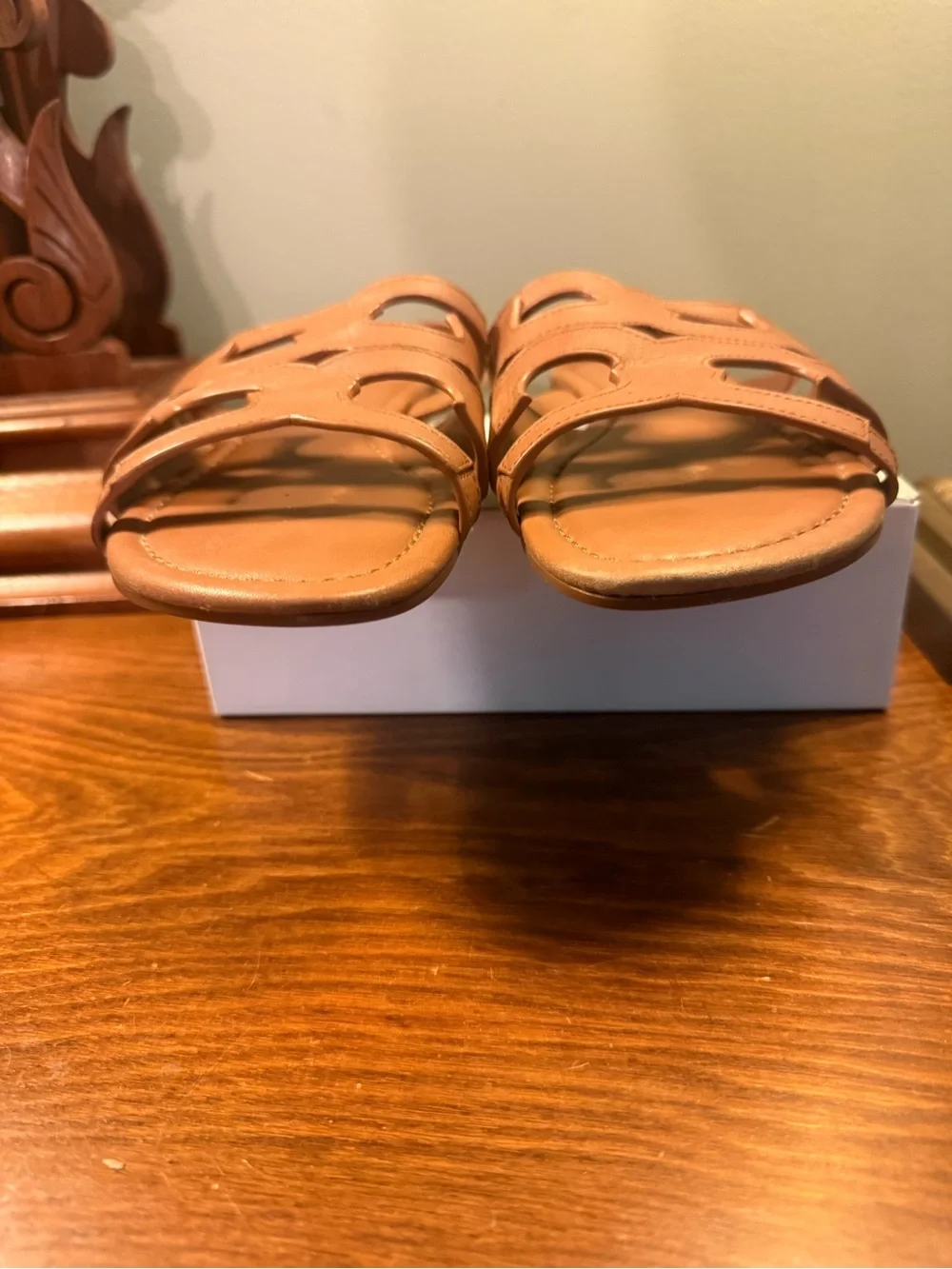 Tory Burch Cognac Leather Cutout Slingback Sandals Size 8